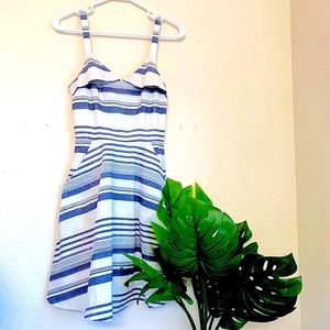 Francesca’s blue and white striped dress